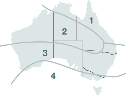 Map of Australia showing 4 STC Zones